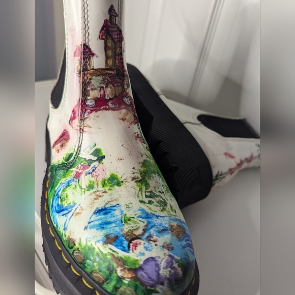 Dr Martens Chelsea Quad White Smooth Leather Platform Boots Women's Size 8 2976 - Picture 10 of 10